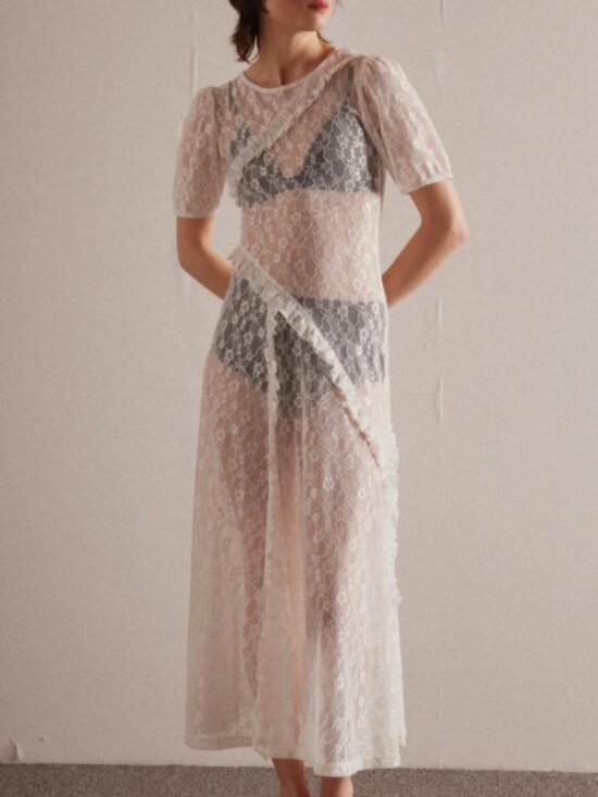 Damson Madder Leila Dress White Flower Lace